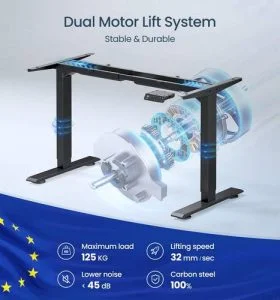 MAIDeSITe Mesa de pie eléctrica Ajustable en Altura 2 Patas Elevadoras con Motor Dual