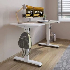 IvyIvy Escritorio Regulable en Altura (Roble + Blanco, 60 x 140 cm)